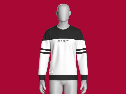 Felpa da uomo stampata con lettera con toppa Modello 3D