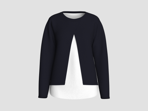 Geripptes Langarm-Sweatshirt f&uuml;r M&auml;dchen 3D Modell