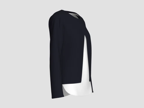 Felpa a costine a maniche lunghe da bambina Modello 3D