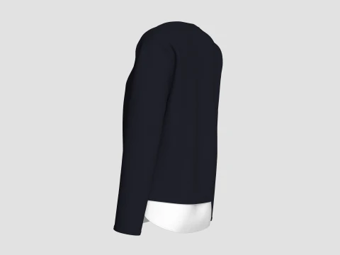 Felpa a costine a maniche lunghe da bambina Modello 3D