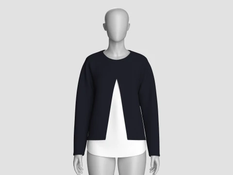 Felpa a costine a maniche lunghe da bambina Modello 3D