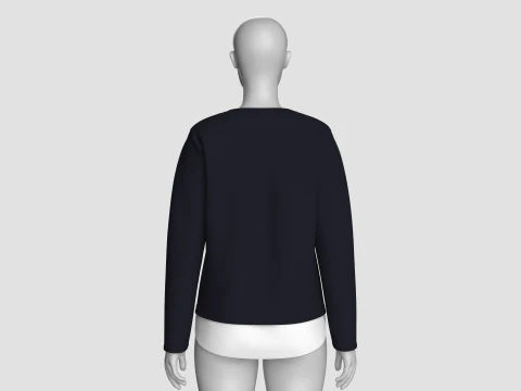 Felpa a costine a maniche lunghe da bambina Modello 3D