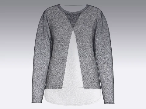 Felpa a costine a maniche lunghe da bambina Modello 3D