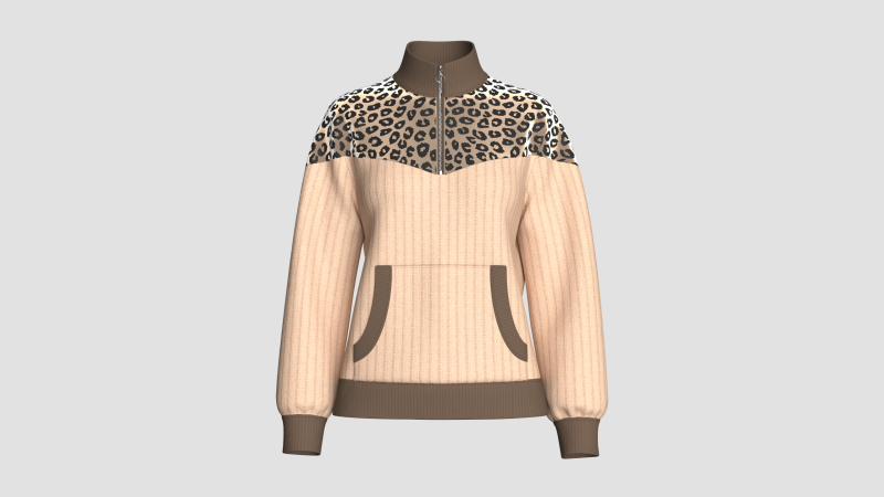 Jaqueta de veludo com meio zíper para meninas Modelo 3D .c4d .max .obj .3ds .fbx .stl .blend