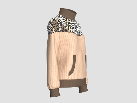 Chaqueta de terciopelo con media cremallera para ni&ntilde;a Modelo 3D