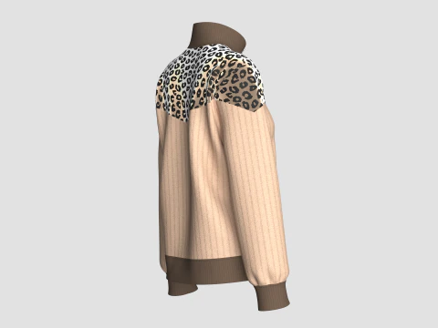 Giacca in velluto da bambina con mezza zip Modello 3D