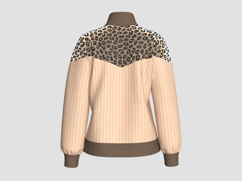 Giacca in velluto da bambina con mezza zip Modello 3D