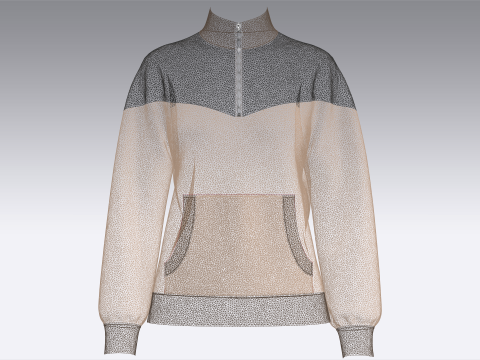 Chaqueta de terciopelo con media cremallera para ni&ntilde;a Modelo 3D