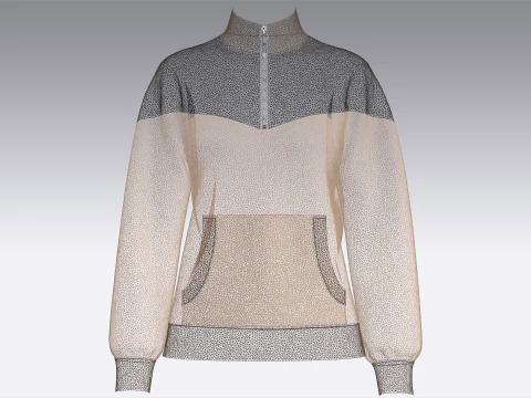 Giacca in velluto da bambina con mezza zip Modello 3D