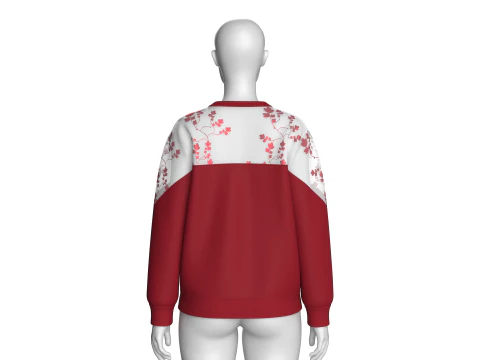 Felpa con pannello di fiori di ciliegio per ragazze Modello 3D