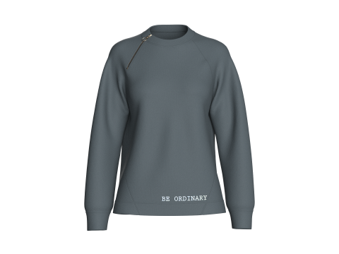 Raglan-bedrucktes M&auml;dchen-Sweatshirt mit Rei&szlig;verschluss 3D Modell