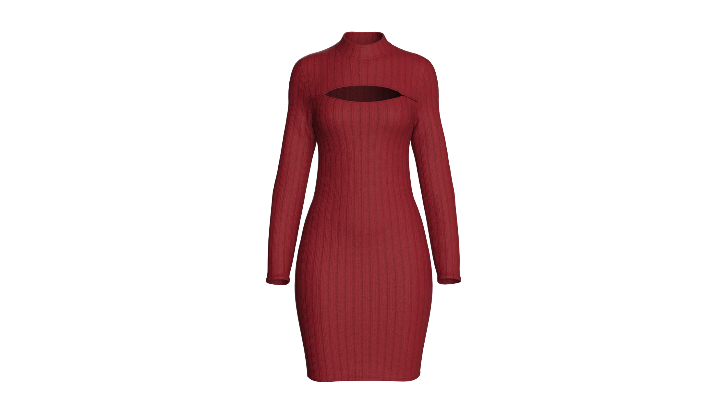 Girls Ribbed Cutout Midi Dress 3D Model .c4d .max .obj .3ds .fbx .stl .blend