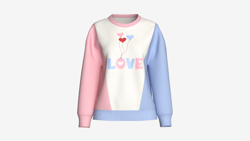 여아 3톤 프린트 스웨트셔츠 - LOVE 3D 모델 .c4d .max .obj .3ds .fbx .stl .blend