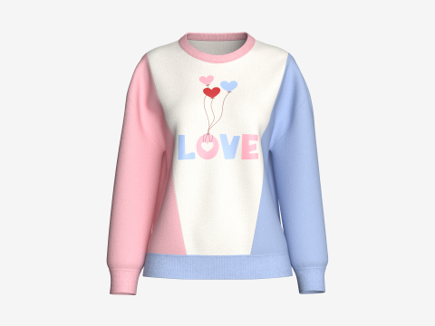 Bedrucktes 3-Tonnen-Sweatshirt f&uuml;r M&auml;dchen &ndash; LOVE 3D Modell