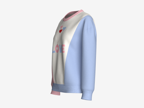 여아 3톤 프린트 스웨트셔츠 - LOVE 3D 모델