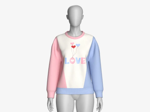 Sweater Anak Perempuan Bermotif 3 Ton - CINTA Model 3D