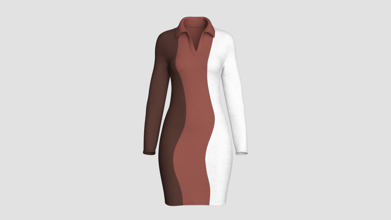 여아 컬러블록 커브 미디 드레스 3D 모델 .c4d .max .obj .3ds .fbx .stl .blend 