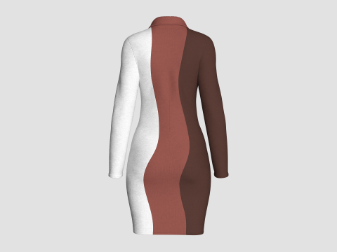 여아 컬러블록 커브 미디 드레스 3D 모델