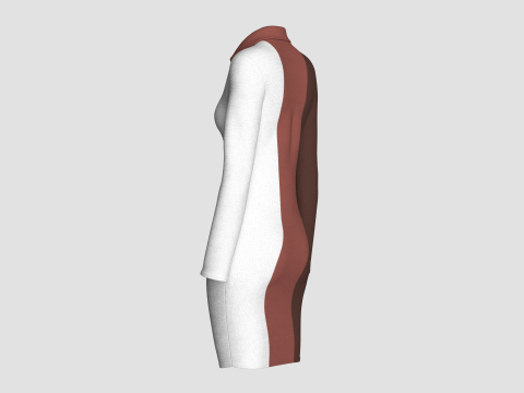 여아 컬러블록 커브 미디 드레스 3D 모델