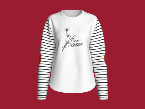 Gestreiftes Langarm-Sweatshirt f&uuml;r M&auml;dchen 3D Modell