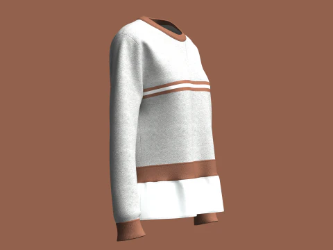 Топ у смужку з рюшами для дівчат - меланж 3D Модель