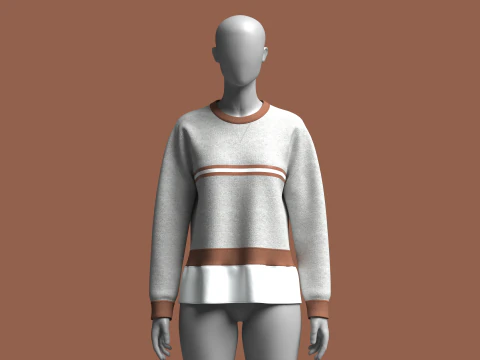 Топ у смужку з рюшами для дівчат - меланж 3D Модель