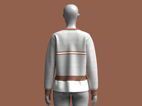 Топ у смужку з рюшами для дівчат - меланж 3D Модель