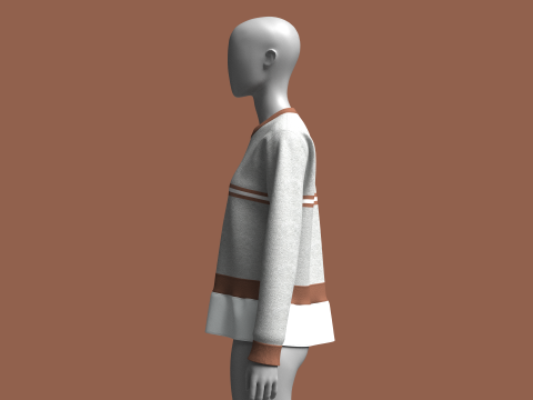 ガールズ フリル ストライプ トップ - メランジ 3Dモデル