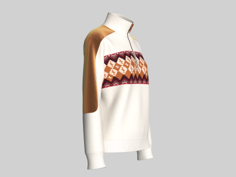 Chaqueta de terciopelo con media cremallera EmberFolk para ni&ntilde;a Modelo 3D