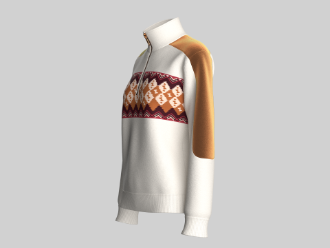 Chaqueta de terciopelo con media cremallera EmberFolk para ni&ntilde;a Modelo 3D