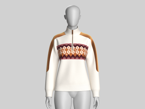 Chaqueta de terciopelo con media cremallera EmberFolk para ni&ntilde;a Modelo 3D