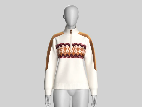 Girls EmberFolk Velvet Half Zip Jacket 3D Model