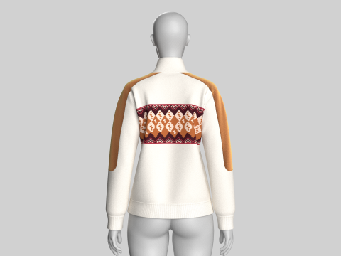 Chaqueta de terciopelo con media cremallera EmberFolk para ni&ntilde;a Modelo 3D