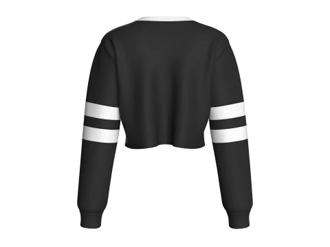 Чорний укорочений світшот з принтом для дівчат 3D Модель