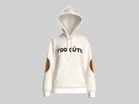 Bedruckter Pelz-Kapuzenpullover f&uuml;r M&auml;dchen mit K&auml;ngurutasche 3D Modell