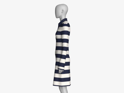 Girls Striped Color Block Long Sleeve Sweater 3D Model