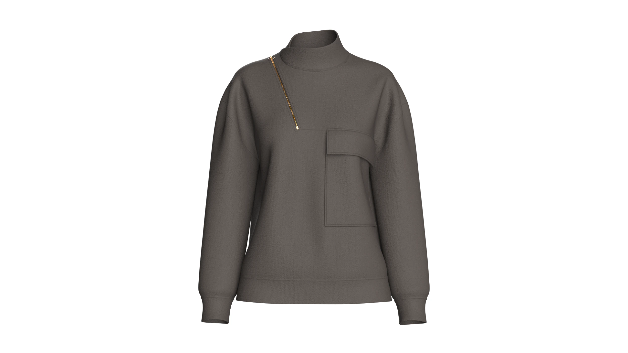 Girls Asymmetric Zip Mock Neck Pullover 3D Model .c4d .max .obj .3ds .fbx .stl .blend 