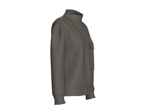 Girls Asymmetric Zip Mock Neck Pullover 3D Model