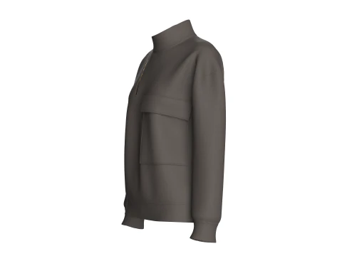 Girls Asymmetric Zip Mock Neck Pullover 3D Model