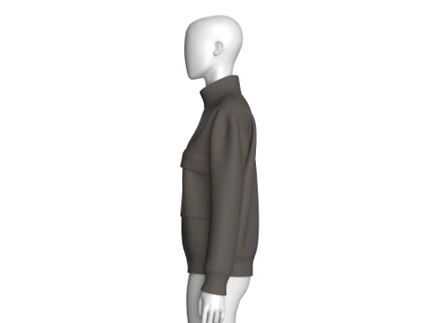 Girls Asymmetric Zip Mock Neck Pullover 3D Model