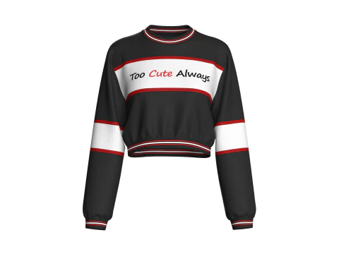 Moletom recortado com estampa de letras para meninas Modelo 3D