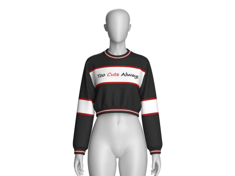 Укороченный свитшот с принтом букв для девочек 3D Модель