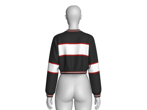 Укороченный свитшот с принтом букв для девочек 3D Модель