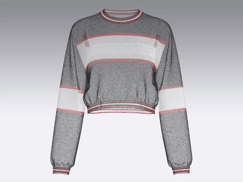 Укороченный свитшот с принтом букв для девочек 3D Модель