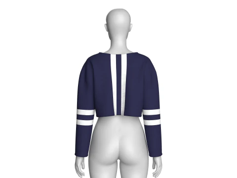 लड़कियों की लंबी आस्तीन वाली क्रॉप्ड स्वेटशर्ट 3D मॉडल