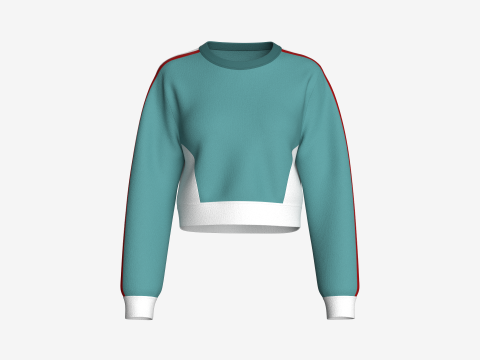 Moletom feminino listrado lateral Modelo 3D