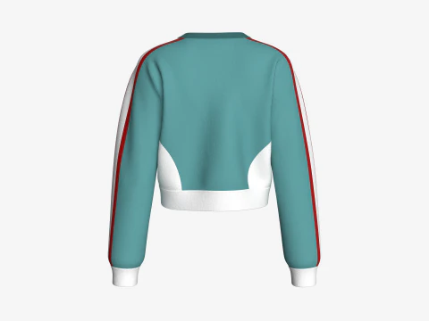 गर्ल्स साइड स्ट्राइप्ड क्रॉप स्वेटशर्ट 3D मॉडल