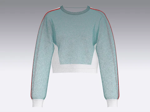 गर्ल्स साइड स्ट्राइप्ड क्रॉप स्वेटशर्ट 3D मॉडल