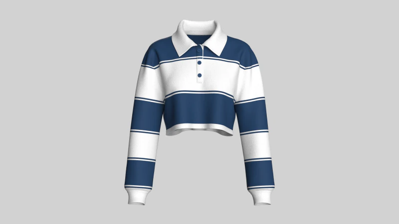 गर्ल्स स्ट्राइप क्रॉप पोलो स्वेटशर्ट 3D मॉडल .c4d .max .obj .3ds .fbx .stl .blend 