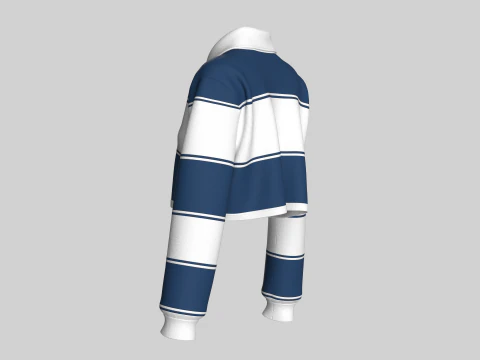 गर्ल्स स्ट्राइप क्रॉप पोलो स्वेटशर्ट 3D मॉडल